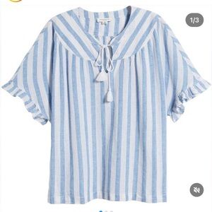 Beach Lunch Lounge linen and cotton stripe shirt